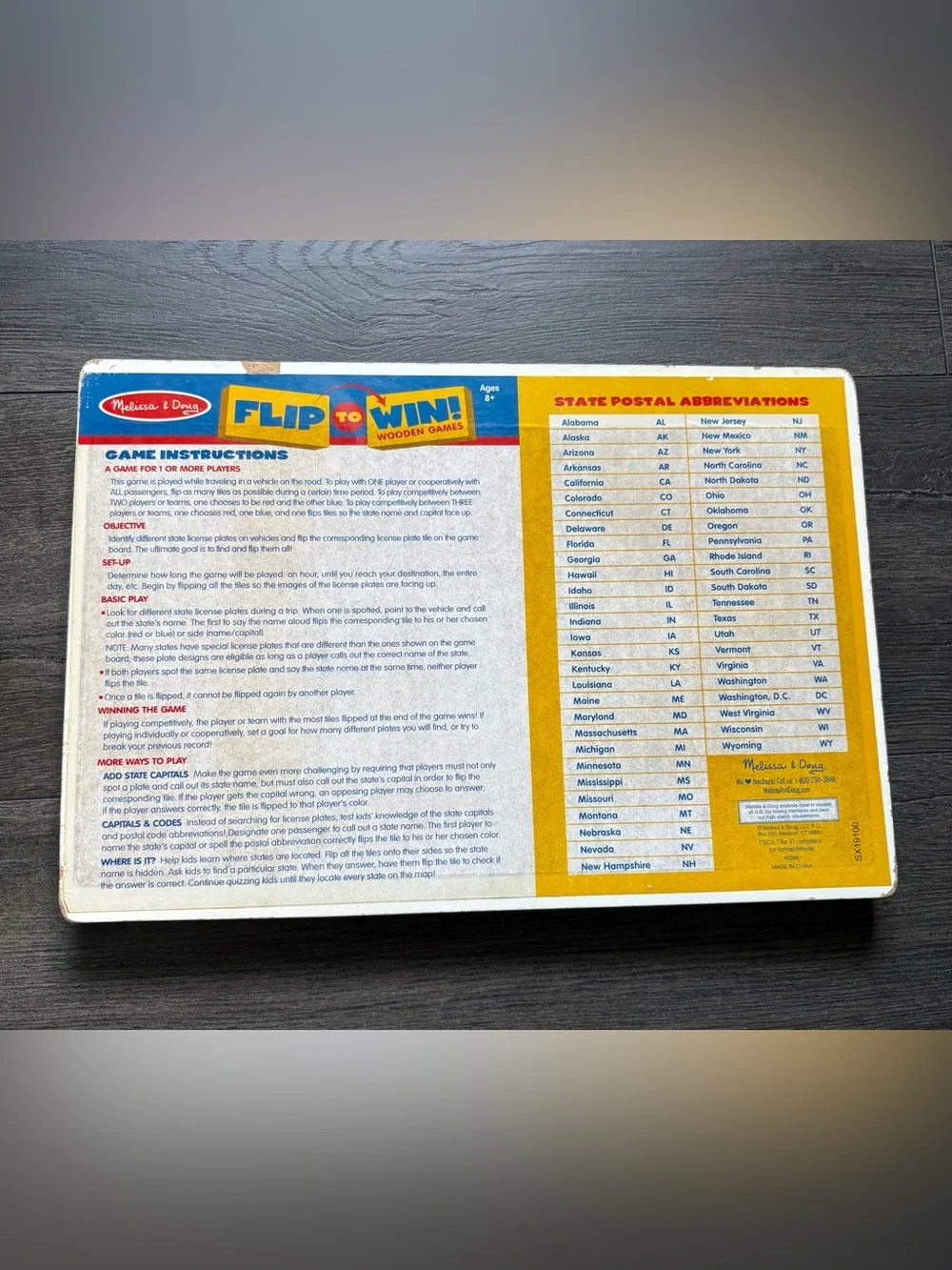 Melissa & Doug Wooden USA License Plate Car Travel Flip Game 14.5 x10 Inch Board